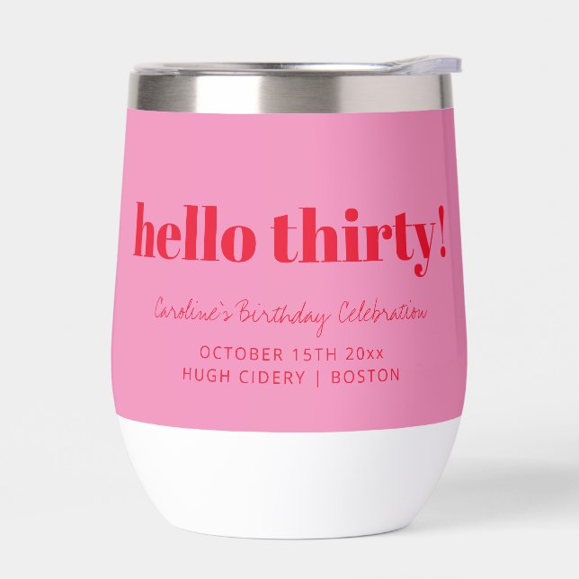 Bold Pink Red Modern 30th Birthday Custom  (Gauche)
