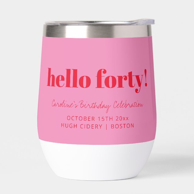 Bold Pink Red Modern 40th Birthday Custom  (Gauche)