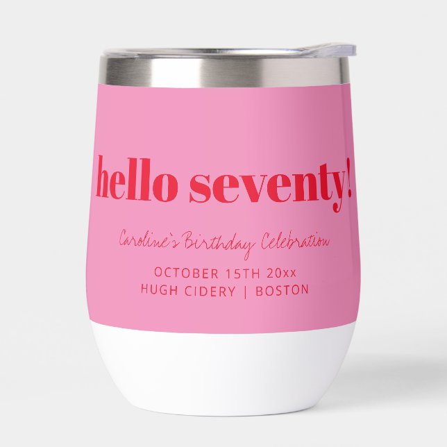 Bold Pink Red Modern 70th Birthday Custom  (Gauche)
