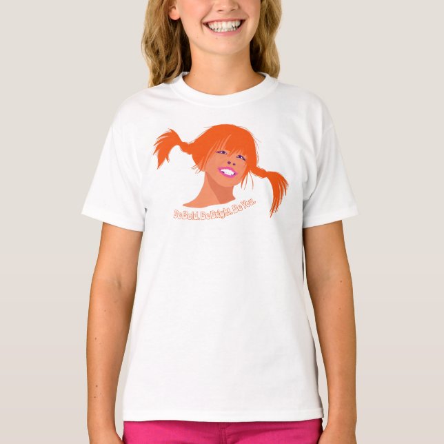 Bold Ponytail Pop Art Kids T-Shirt – Fun, Bright  (Devant)