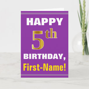 Bold, Purple, Faux Gold 5e anniversaire avec carte