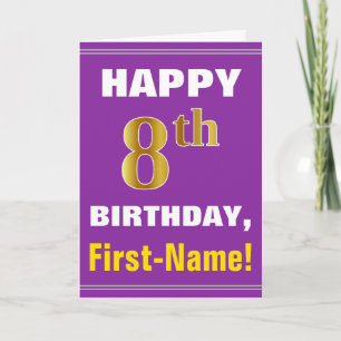 Bold, Purple, Faux Gold 8e anniversaire avec carte