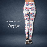 Bold Quart de Juillet Typographie Leggings<br><div class="desc">Célébrez le Jour de l'Indépendance avec ces jambes blanches vibrantes couvertes de typographie patriotique. Avec des phrases emblématiques comme "Happy 4 juillet" et "Land of the Free" aux côtés de symboles américains classiques comme la Statue de la Liberté et les étoiles, ces légendes sont parfaites pour toute occasion patriotique. Que...</div>