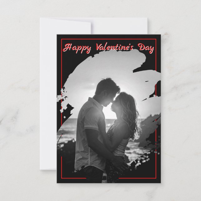 Bold Red & Black Valentine’s Day Photo Card (Devant)