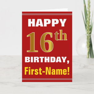 Bold, Rouge, Faux Gold 16e anniversaire avec carte