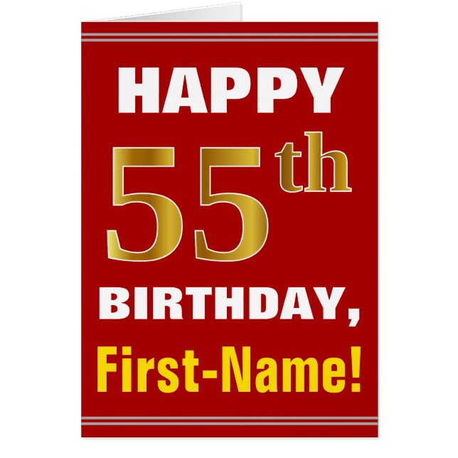 Bold, Rouge, Faux Gold 55e anniversaire avec carte (Devant)