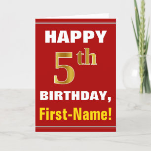 Bold, Rouge, Faux Gold 5e anniversaire avec carte