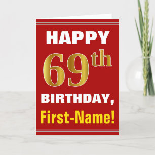 Bold, Rouge, Faux Gold 69e anniversaire avec carte