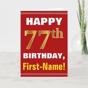 Bold, Rouge, Faux Gold 77e anniversaire avec carte