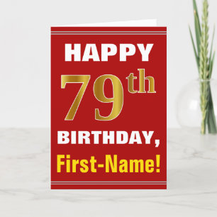 Bold, Rouge, Faux Gold 79e anniversaire avec carte
