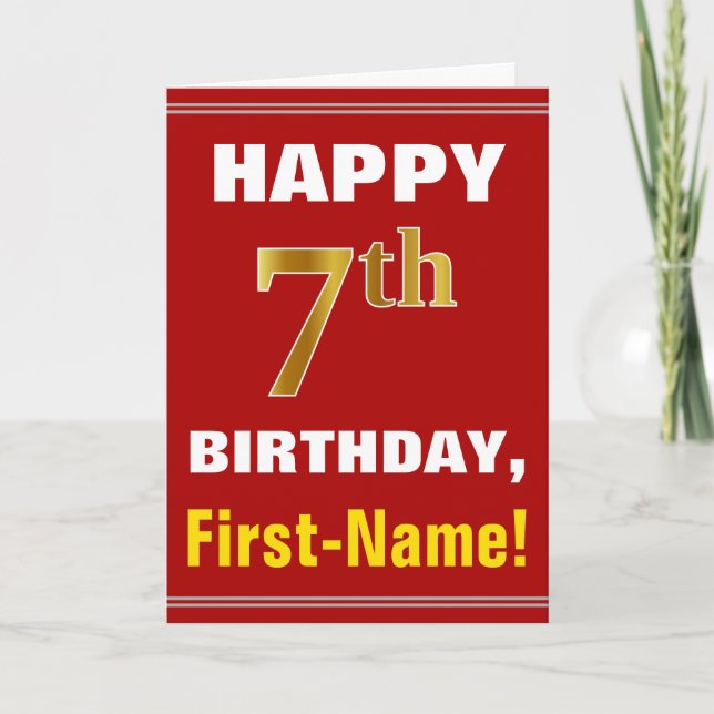 Bold, Rouge, Faux Gold 7e anniversaire avec carte  (Devant)