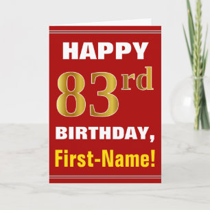 Bold, Rouge, Faux Gold 83e anniversaire avec carte
