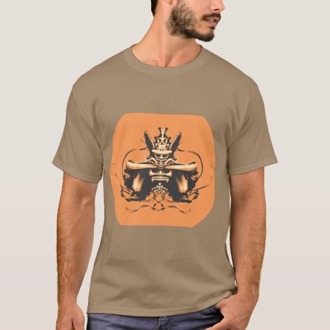 Bold Samurai Spirit Print T-Shirt (Devant)