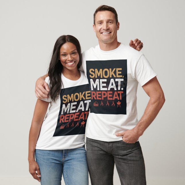 Bold Smoke Meat Repeat Typography Tshirt (Unisexe)