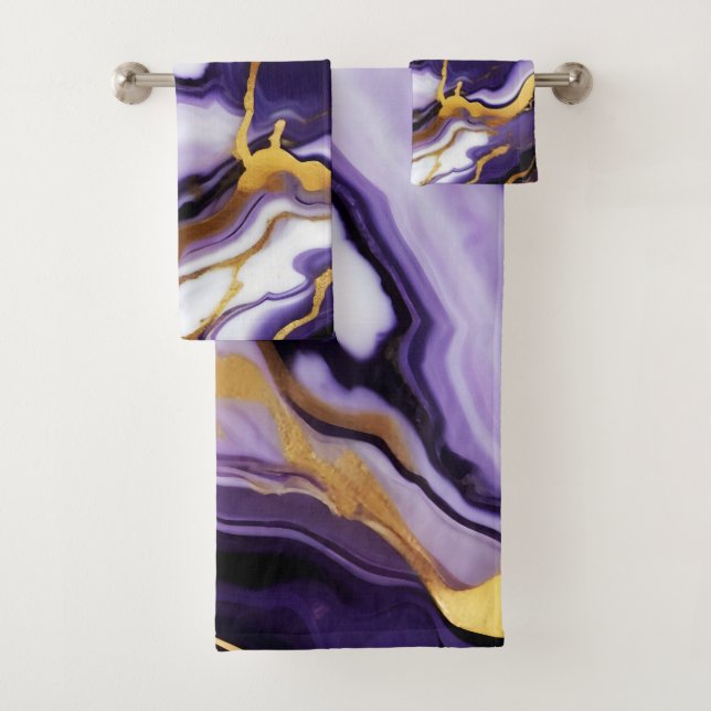 Bold Trendy purple yellow Gold faux marble (En situation)