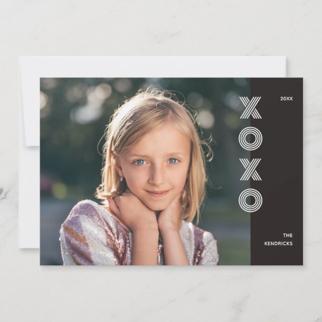 Bold XOXO Carte photo de la Saint Valentin - Noir (Devant)