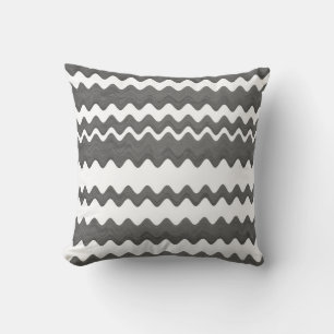 bold zigzag coussin gris et blanc motif