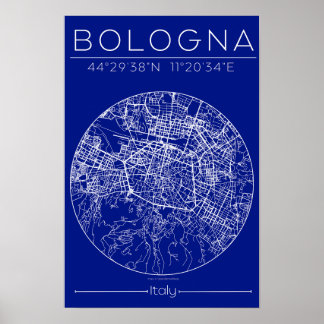 Bologna Blueprint Map Poster – Circular City Plan