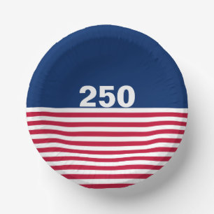 Bols En Carton 250 Rouge Blanc et Bleu Anniversaire États-Unis