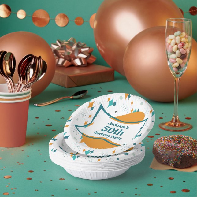 Bols En Carton 50e anniversaire fête Retro Mid Century N'importe  (Multi)