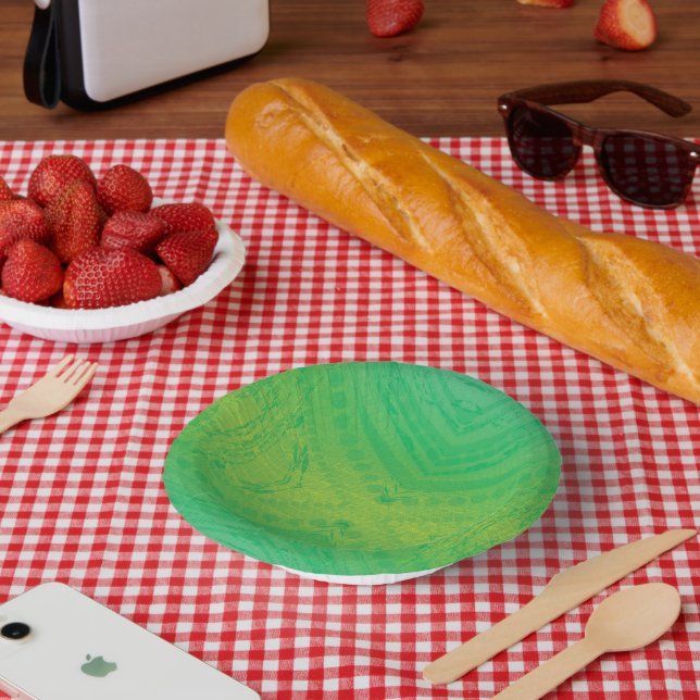 Bols En Carton Acceptation | Motif de Shibori jaune bleu (Pique-nique)