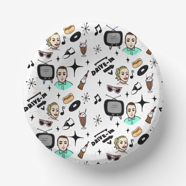 Bols En Carton Anniversaire des graphismes rétros des années 1950 (Recto)