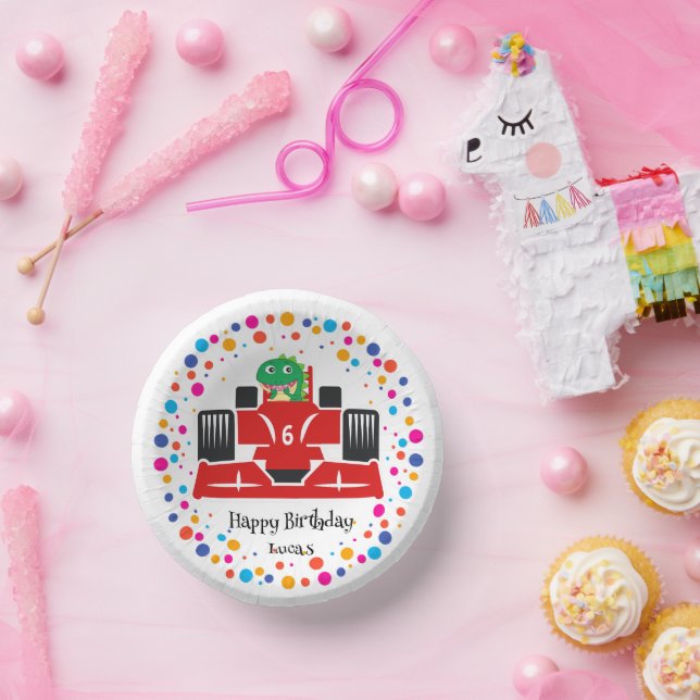 Bols En Carton Anniversaire Dinosaur race voiture garçon course r (Fête)