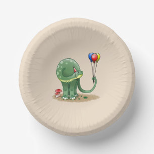 Bols En Carton Anniversaire d'un dinosaure tenant des ballons