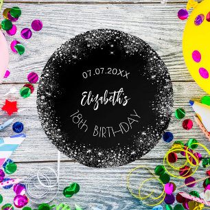 Bols En Carton Anniversaire noir argent parties scintillant nom d