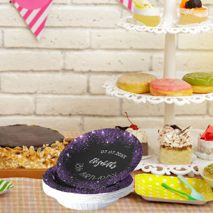 Bols En Carton Anniversaire noir violet parties scintillant nom d
