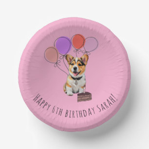 Bols En Carton Anniversaire personnalisable de corgi rose adorabl