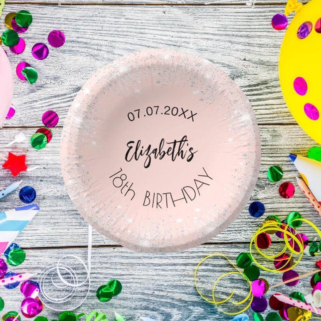 Bols En Carton Anniversaire rose or argent nom fille (Créateur téléchargé)