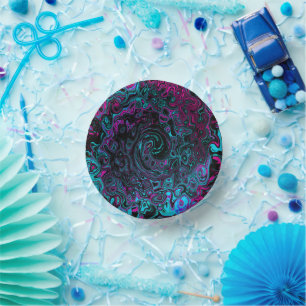 Bols En Carton Aqua Magenta et Abstrait noir
