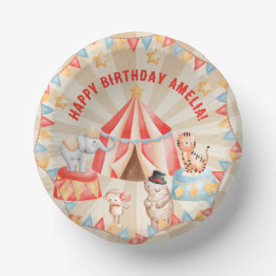 Bols En Carton Aquarelle Cirque Animaux Anniversaire