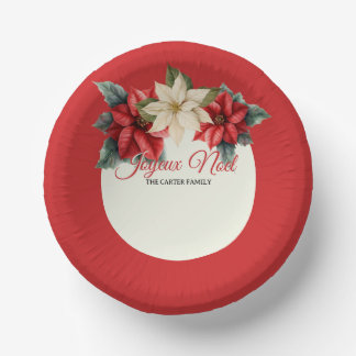 Bols En Carton Aquarelle Floral Vintage Poinsettia Rouge Noël