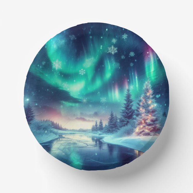 Bols En Carton aurora borealis/Noël/hiver (Recto)