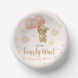 Bols En Carton Baby shower de l'ours en peluche et des ballons ro