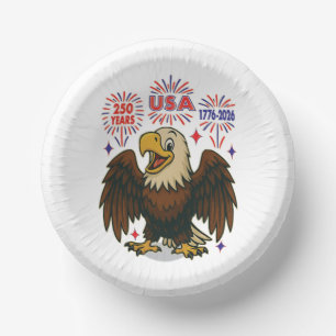 Bols En Carton Bald Eagle avec Fireworks - USA 250 ans 1776-2026