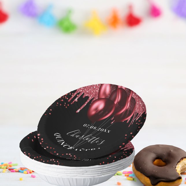 Bols En Carton Ballons de parties scintillant rouge noir Quincean (Créateur téléchargé)