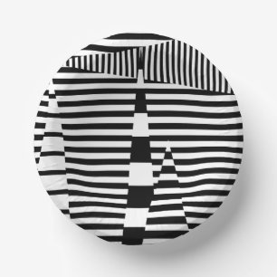Bols En Carton Bandes sur bandes en noir et blanc
