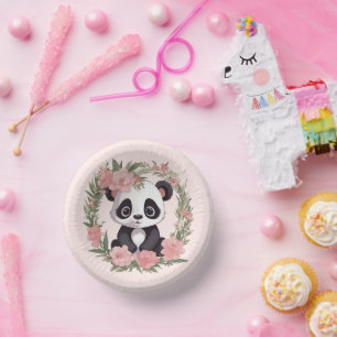 Bols En Carton Bébé adorable Panda Ours avec fleurs