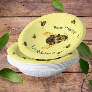 Bols En Carton Bee Happy Bumblebees Jaune