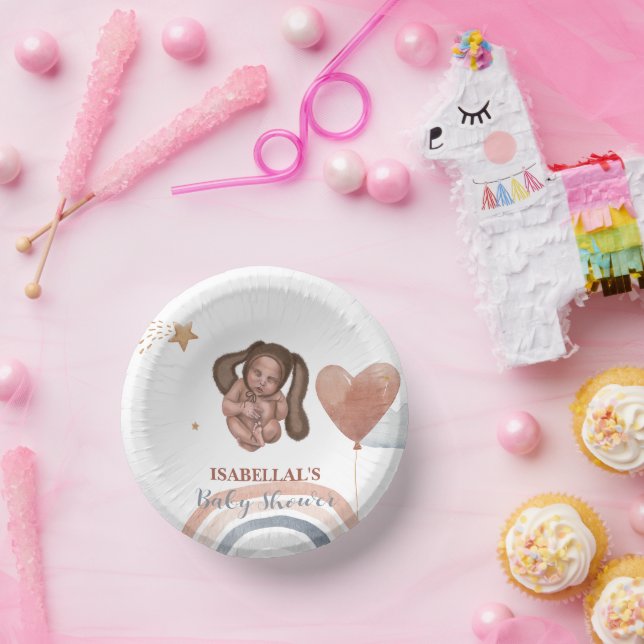 Bols En Carton Belle lune étoile baby shower enfants afro-américa (Fête)