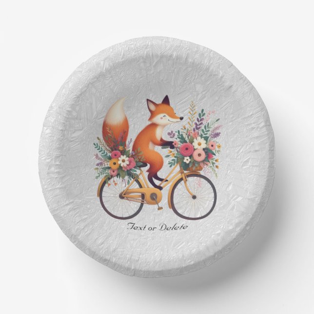 Bols En Carton Bicyclette florale Fox papier Bowl (Recto)