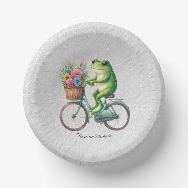 Bols En Carton Bicyclette florale Frog Bol en papier (Recto)