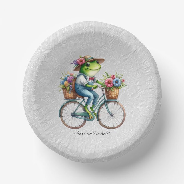 Bols En Carton Bicyclette florale Frog Bol en papier (Recto)