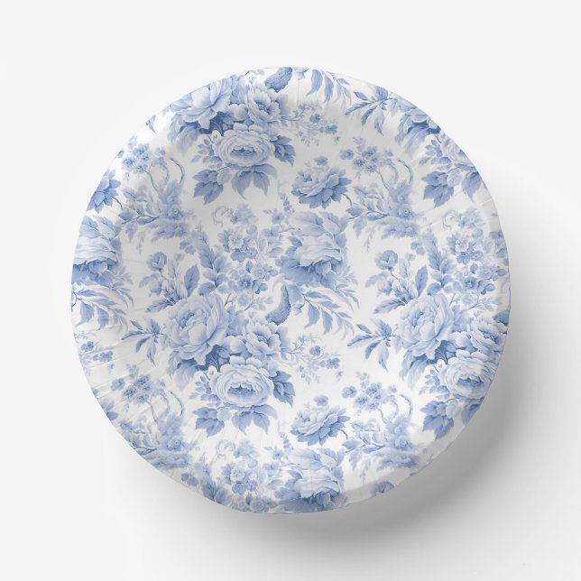 Bols En Carton Bleu de toile à fleurs (Recto)