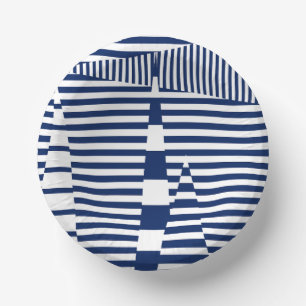 Bols En Carton Bleu et blanc sur bandes