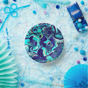 Bols En Carton Blue Turquoise Ocean Swils Fluid Art
