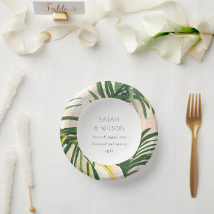 Bols En Carton Boho Blush Green Tropical Palm Beach Mariage